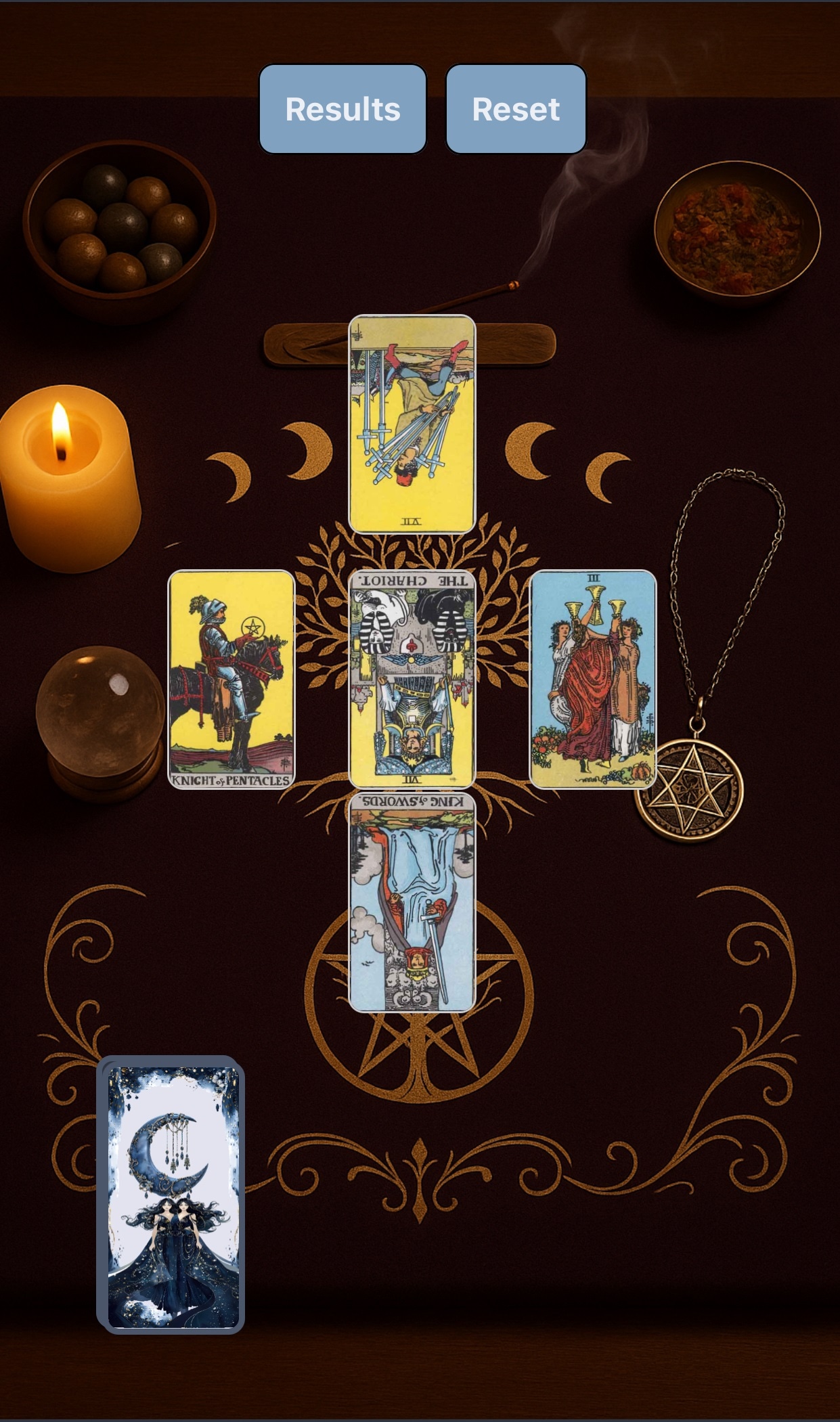 Tarot spread screenshot
